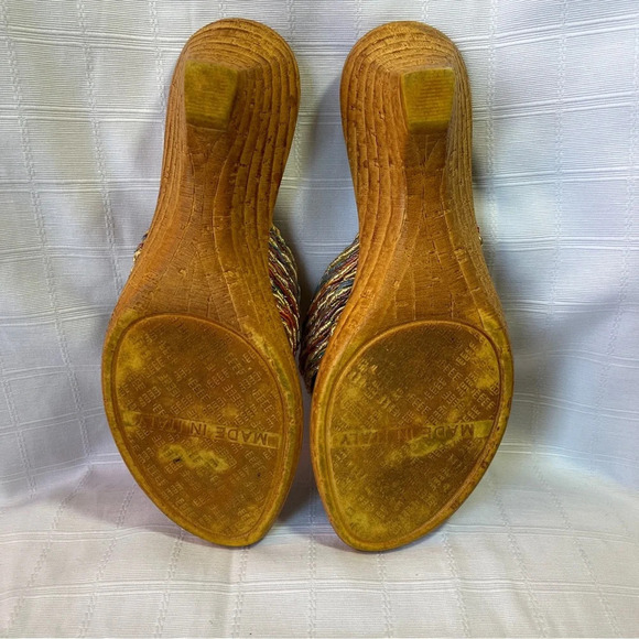 Made In Italy Designer Boho Goddess Fairy Sandals Size 6 Stacked Chunky Heel - Picture 7 of 11